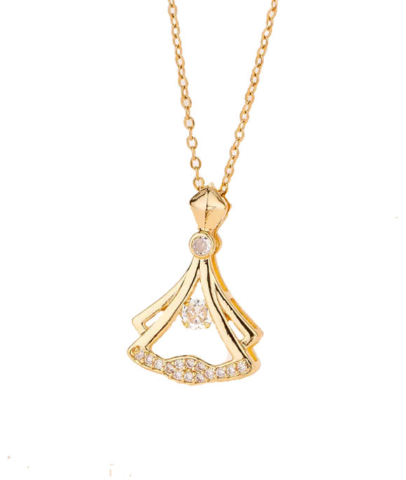 Gold plated fan necklace